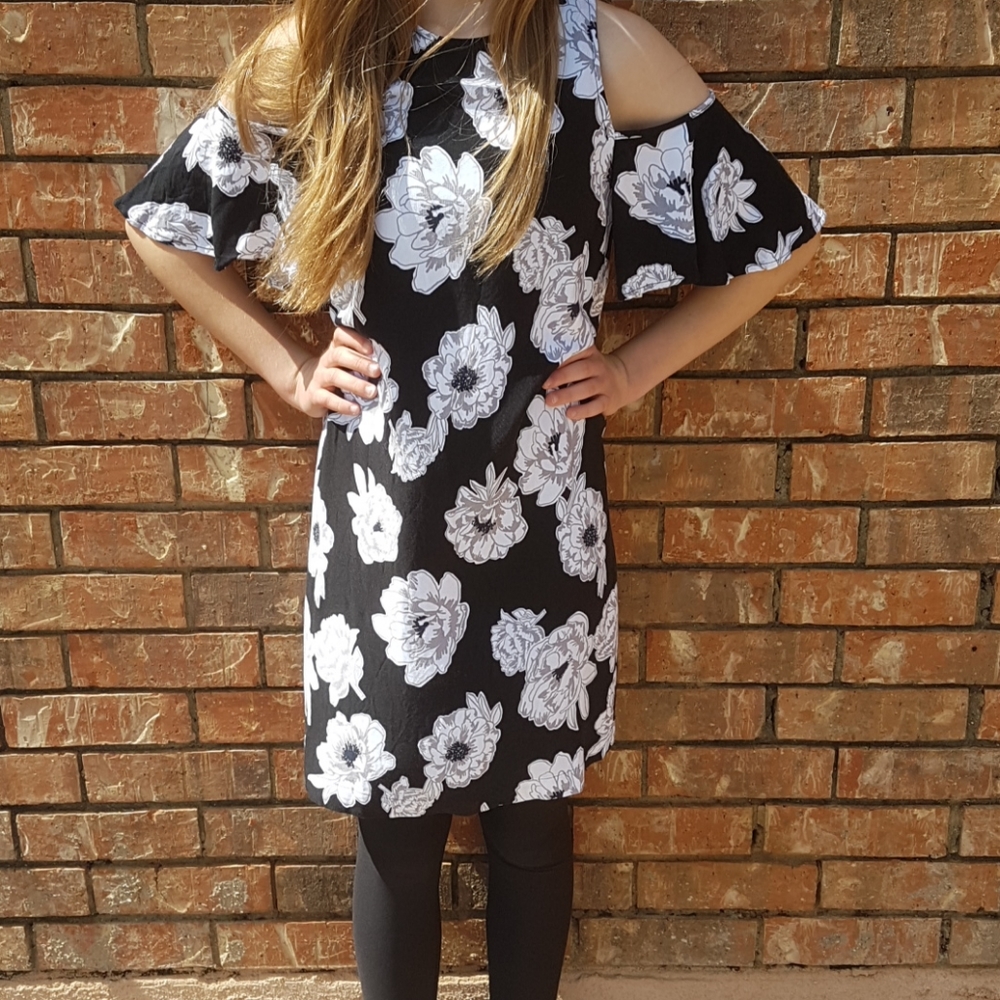 Black and white floral dress